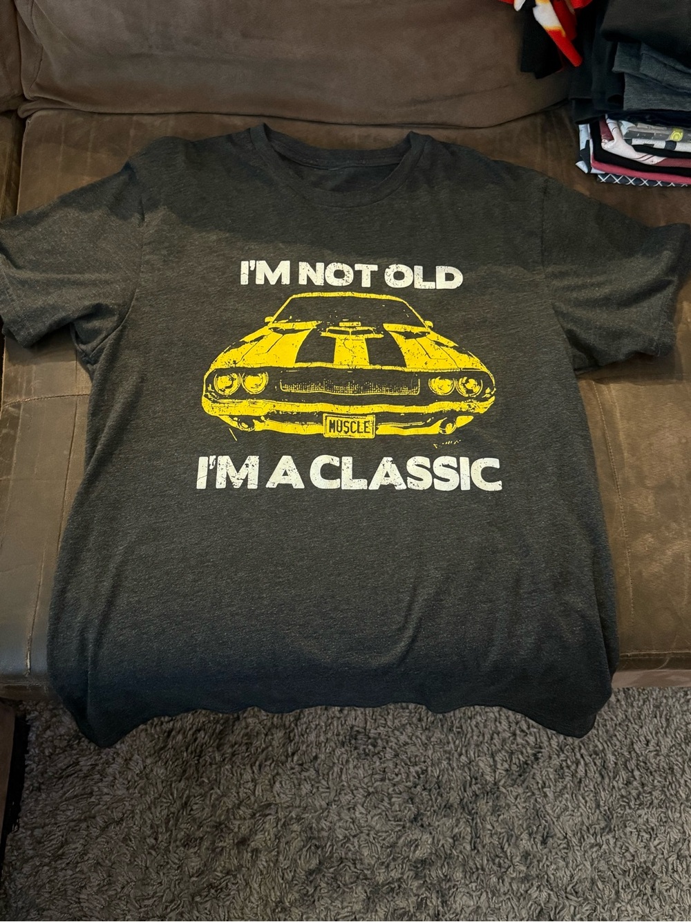 Men's Charcoal 'I'm Not Old I'm A Classic' Graphic T-Shirt - Yellow Print